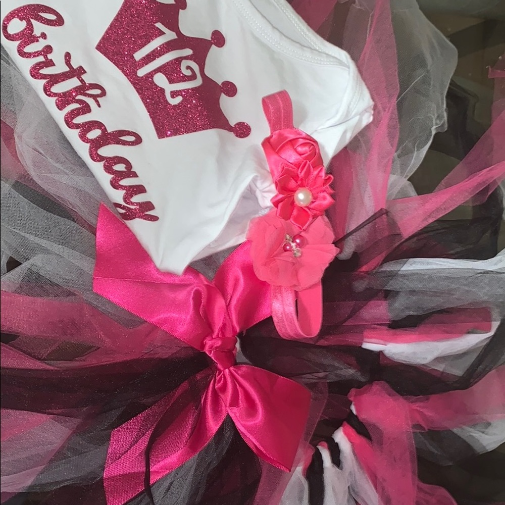 Baby Girl 1/2 Birthday Outfit Set